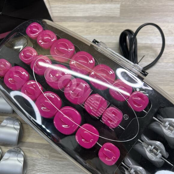 Conair Hot Clips 20 Curlers Flocked Velvet Hair Pink Set Barely Used - JL365 - Picture 2 of 4